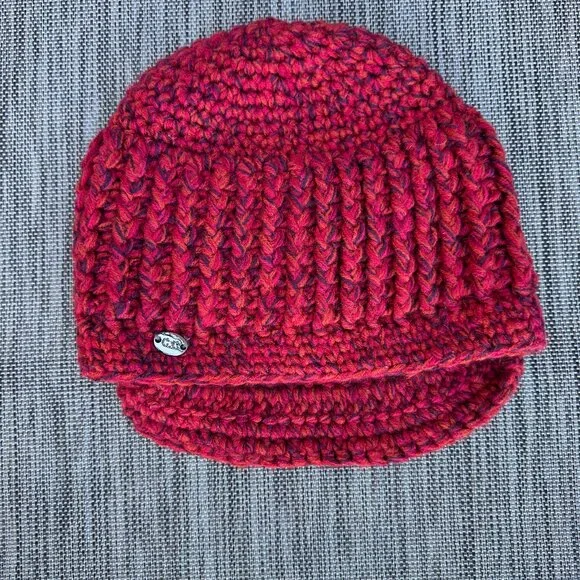 C.C Exclusives Crochet Chunky Knit Newsboy Hat Red Slouchy Baker Boy - Picture 5 of 7